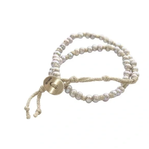 Chan Luu soft grey pearl metallic cord naked wrap adjustable bracelet - Picture 10 of 13